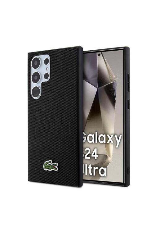 Galaxy S24 Ultra Uyumlu Kılıf Lisanslı Pu Pike Arka Yüzey İkonik Timsah Dokuma Logolu Siyah