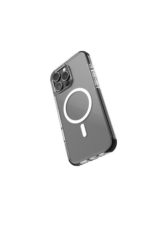 İphone 16 Pro Max Kılıf Magsafe Uyumlu Airbag Tasarımlı Clear Serisi Şeffaf Kapak Siyah