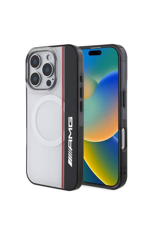 İphone 16 Pro Max Kılıf Lisanslı Magsafe Özellik Iml Baskı Logolu Çift Katmanlı Bow Lines Beyaz