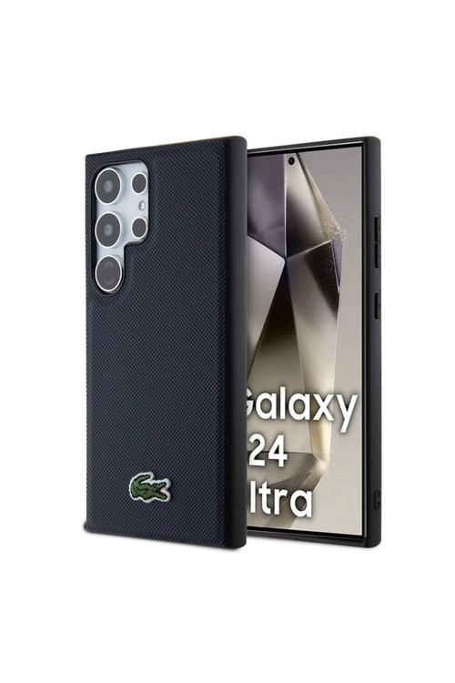 Galaxy S24 Ultra Uyumlu Kılıf Lisanslı Pu Pike Desenli İkonik Timsah Dokuma Logolu Lacivert