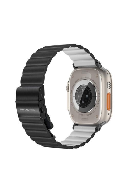 Apple Watch Serisi 38/40/41/42/44/45/49Mm Uyumlu Amazing Thing Glamour Sense Deri Kordon Siyah