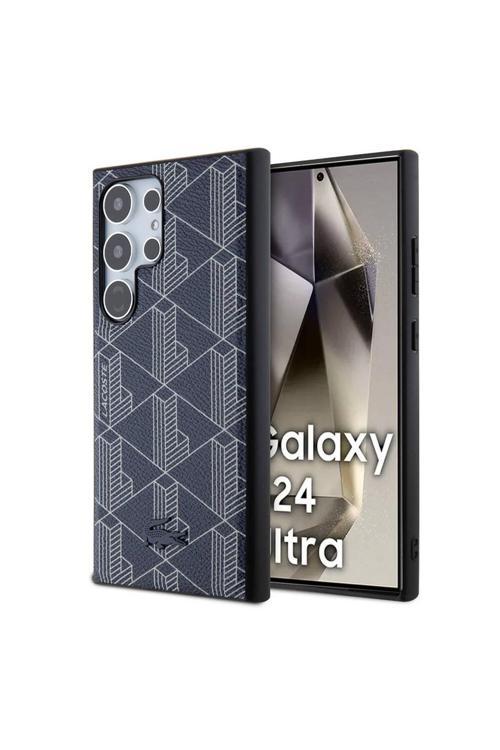 Galaxy S24 Ultra Kılıf Lisanslı Magsafe Özellikli Pu Deri Görünüm Monogram Desenli Lacivert