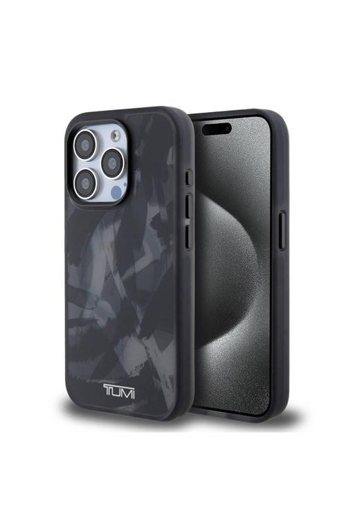 İphone 15 Pro Uyumlu Kılıf Lisanslı Magsafe Özellikli Buzlanmış Saydam Fırça Kamuflajı Desenli Siyah