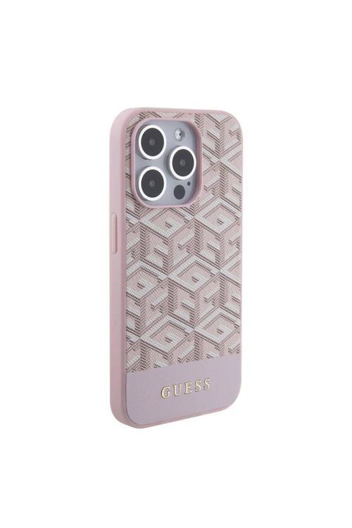 İphone 15 Pro Max Uyumlu Kılıf Lisans Magsafe Şarj Özellik Yazı Logo Gcube Desen Pembe