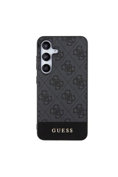 Galaxy S24 Plus Uyumlu Kılıf Lisanslı Pu Deri Şerit Logo Dizaynlı Kapak Siyah