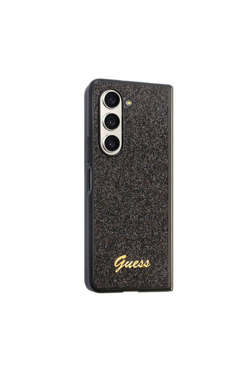 Galaxy Z Fold 5 Uyumlu Kılıf Lisanslı Yazı Logolu Glitter Script Kapak Siyah