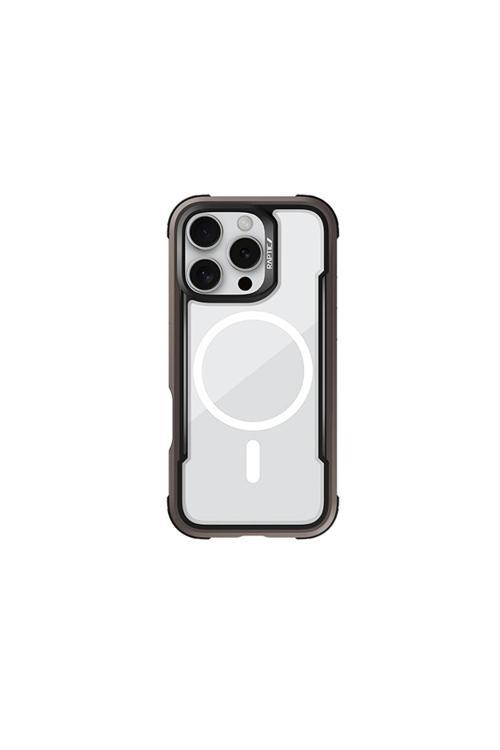 İphone 16 Pro Kılıf Magsafe Uyumlu Airbagli Shield Serisi Şeffaf Arka Yüzey Kapak Kahverengi