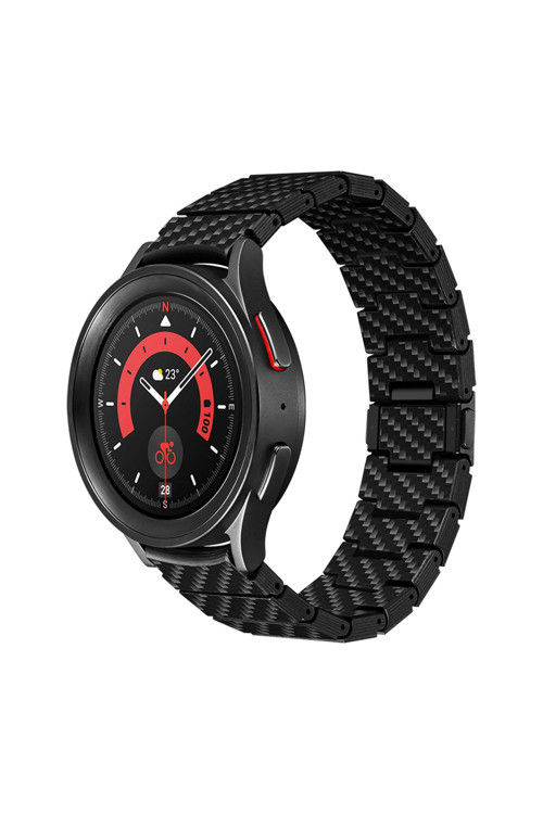Modern Serisi Karbon Fiber Galaxy Watch 4 40Mm Uyumlu Kordon Black-Grey Twil