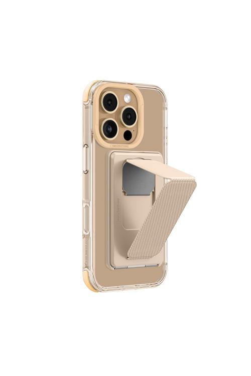 İphone 16 Pro Kılıf Magsafe Uyumlu Standlı Kartlıklı Set Omni Adventure Seri Rose Gold