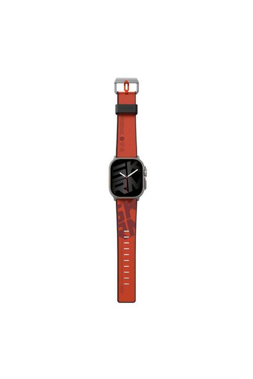 Watch Ultra Uyumlu Deri Kordon 49Mm Skinarma Spunk Serisi Pu Deri Strap Kayış Turuncu