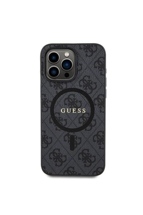 İphone 15 Pro Max Uyumlu Kılıf Lisanslı Magsafe Özellikli 4G Desenli Yazı Logolu Kapak Siyah