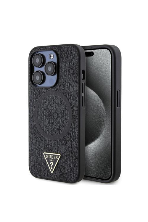 İphone 14 Pro Max Uyumlu Kılıf Lisanslı Magsafe Şarj Özellikli Logo 4G Desenli Kapak Siyah