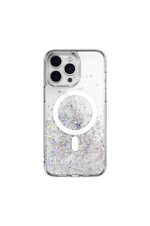 İphone 14 Pro Max Uyumlu Kılıf Magsafe Özellikli Simli Şeffaf Lisanslı Switcheasy Starfield-M Şeffaf