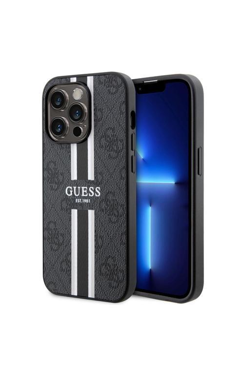 İphone 14 Pro Max Uyumlu Kılıf Lisanslı Magsafe Şarj Özellikli 4G Şerit Tasarımlı Kapak Siyah