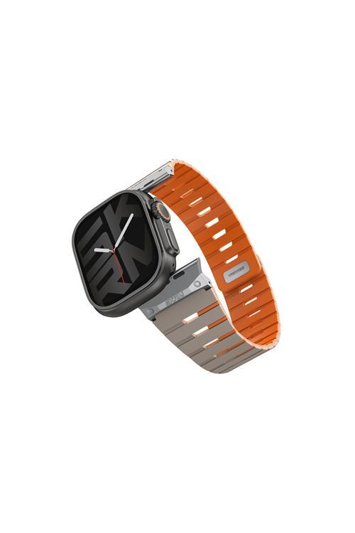 Watch 42Mm Gemini Serisi Tpu Magnetik Silikon Kordon Gri-Turuncu