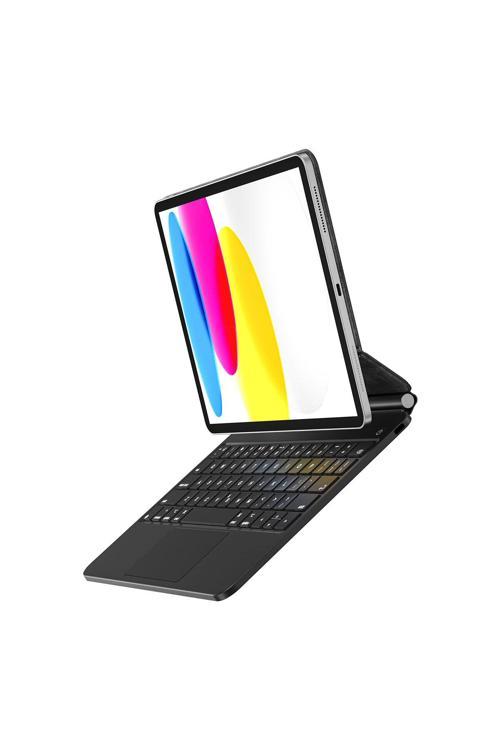 İpad 11.Nesil 2025 Klavyeli Kılıf Touchpad Klavye Aydınlatmalı Kx005 Keyboard Siyah