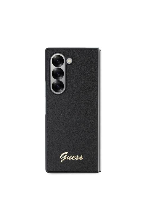 Galaxy Z Fold 6 Uyumlu Kılıf Lisanslı Yazı Logolu Glitter Script Kapak Siyah