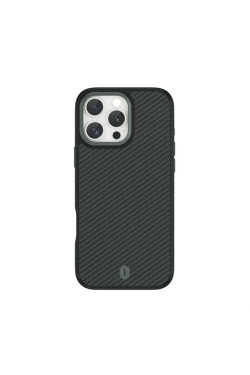 İphone 16 Pro Max Kılıf Dcc-205 Magsafe Şarj Özellikli Aramid Fiber Tasarım Kevlar Kapak Siyah