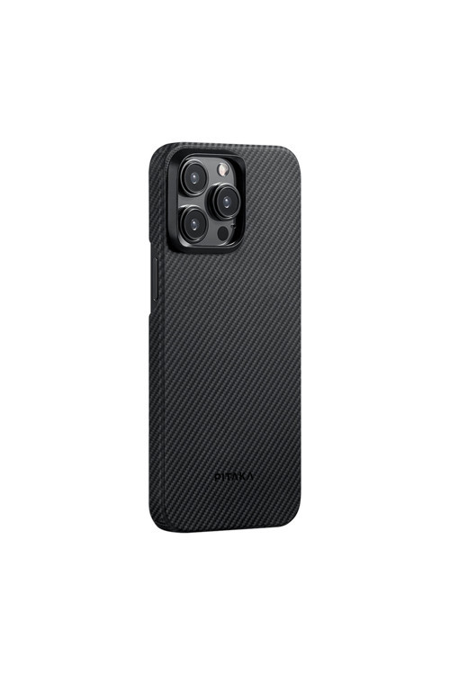 İphone 15 Pro Telefon Kılıfı Magsafe Uyumlu 600D Aramid Fiber Pitaka Ultra-Slim Siyah-Gri