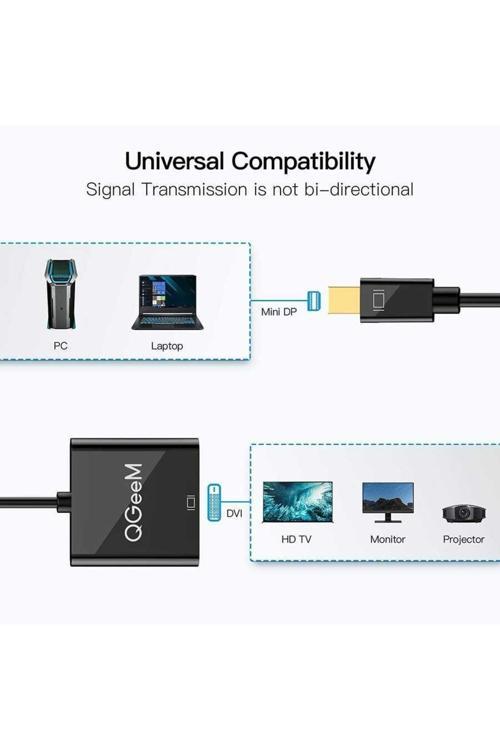 Qg-Hd27 Dvı To Mini Display Port Dönüştürücü Adaptör 4K 30Hz Görüntü Aktarım