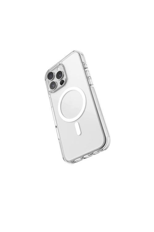 İphone 16 Pro Max Uyumlu Kılıf Magsafe Tasarımlı Clear Serisi Şeffaf Kapak Beyaz