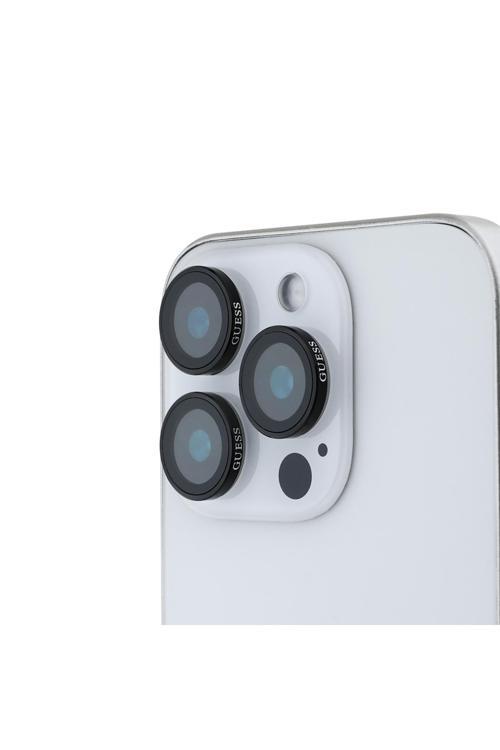 İphone 16 Pro Max Guess Lisanslı Metal Kamera Lens Koruyucu Siyah