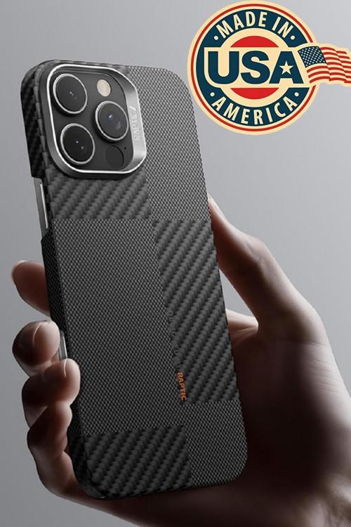 İphone 16 Pro Max Kılıf Magsafe Uyumlu 600D Raptic Aramid Fiber Croxx Mondrian Serisi Kapak Siyah
