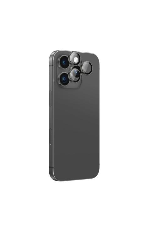 İphone 16 Pro Yansıma Önleyici Kamera Lens Koruyucu Uygulama Aparatlı Siyah