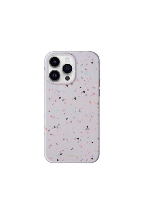 İphone 14 Pro Uyumlu Kılıf Mozaik Desenli Terrazzo Kılıf Gri