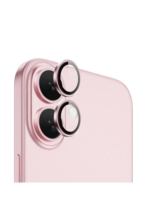 İphone 16 Uyumlu Lg-004 Pvd Lens Guard Metal Kamera Lens Koruyucu Pembe