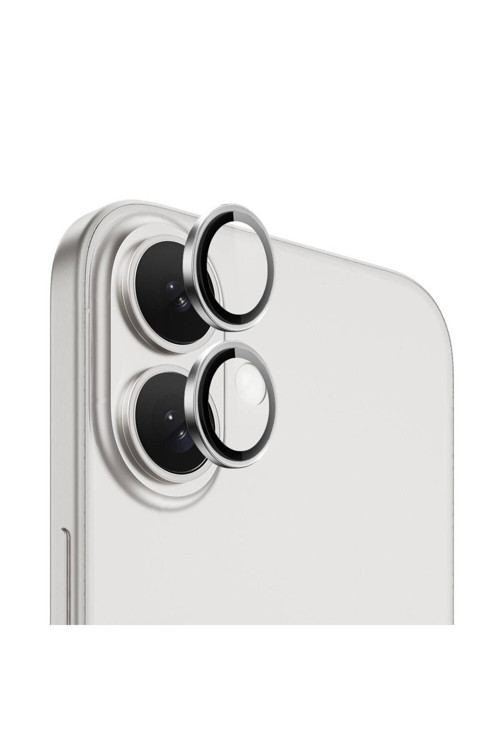 İphone 16 Plus Uyumlu Pvd Metal Kamera Lens Koruyucu Lg-004 Gümüş