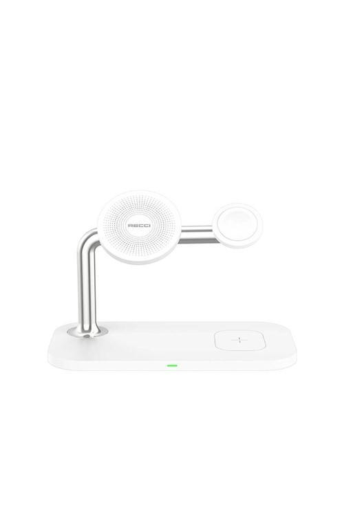 Magnetik Kablosuz Şarj Standı Rcw-20 Prestige Serisi 3İn1 Magsafe 15W Hızlı Şarj Özellik Beyaz