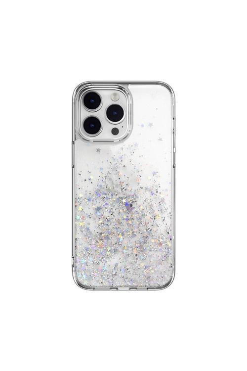 İphone 14 Pro Max Uyumlu Kılıf Parlayan Simli Şeffaf Lisanslı Starfield Kapak Şeffaf