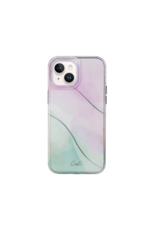 İphone 14 Uyumlu Kılıf Dalgalı Çizgi Desenli Palette Kılıf Lila