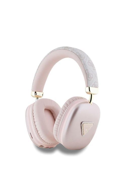 Lisanslı Kulak Üstü Bluetooth Kulaklık Pu 4G Desenli Üçgen Logolu V5.3 Pembe