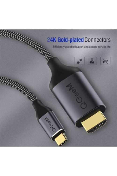 Qg-Ua09 Type-C To Hdmı Kablo 180 Cm 4K 60Hz Görüntü Aktarım Kablosu Tak & Çalıştır