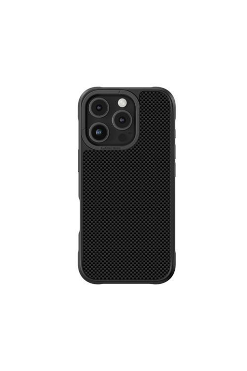 İphone 16 Pro Kılıf Magsafe Özellikli 600D Aramid Fiber Titan Max Serisi Kapak Siyah