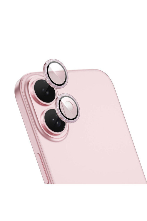 İphone 16 Uyumlu Lg-006 Kamera Lens Koruyucu Kolay Uygulama Aparatlı Pembe