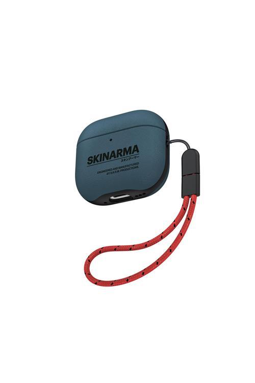 Airpods 4 Kılıf Skinarma Pu Deri Tasarımlı Spunk Kulaklık Kılıfı Mavi