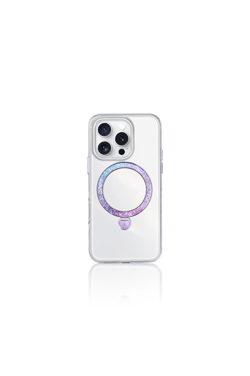 İphone 15 Pro Max Kılıf Magsafe Şarj Özellikli Standlı Dancing Streamer Serisi Kapak Mor
