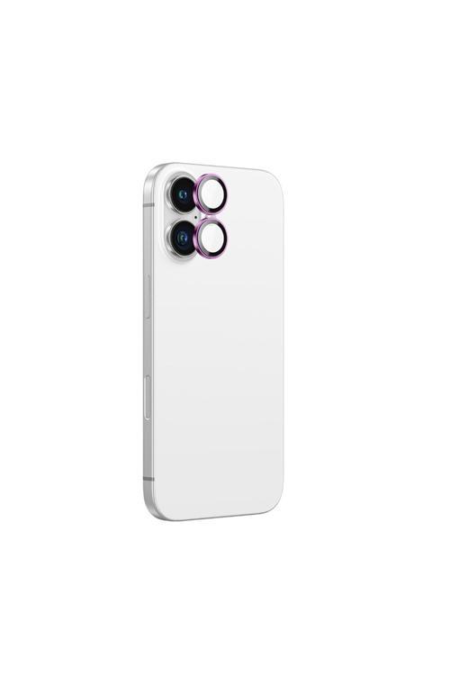 İphone 16 Yansıma Önleyici Kamera Lens Koruyucu Uygulama Aparatlı Pembe