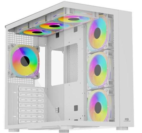 PowerBoost PB-SS02W Sea View USB 3.0, ATX 7 x ARGB Fanlı, Beyaz Kasa (PSU Yok)