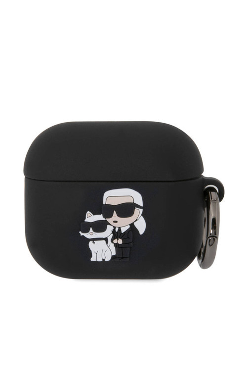 Airpods 3. Nesil Uyumlu Kılıf Lisanslı Karl&Choupette 3D Silikon Siyah