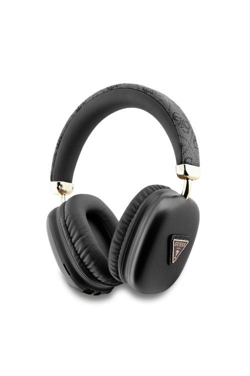 Lisanslı Kulak Üstü Bluetooth Kulaklık Pu 4G Desenli Üçgen Logolu V5.3 Siyah