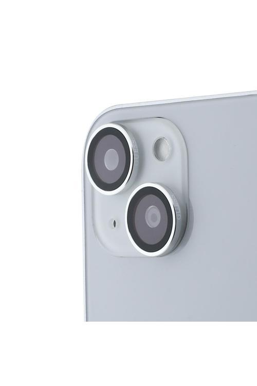 İphone 15 Plus Lisanslı Metal Kamera Lens Koruyucu Gümüş