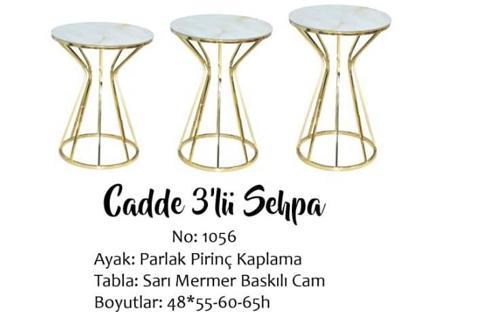 Brc Zigon Cadde sehpa Metal çelik Gold renk kaplam beyaz mermer Temper cam Elyapı