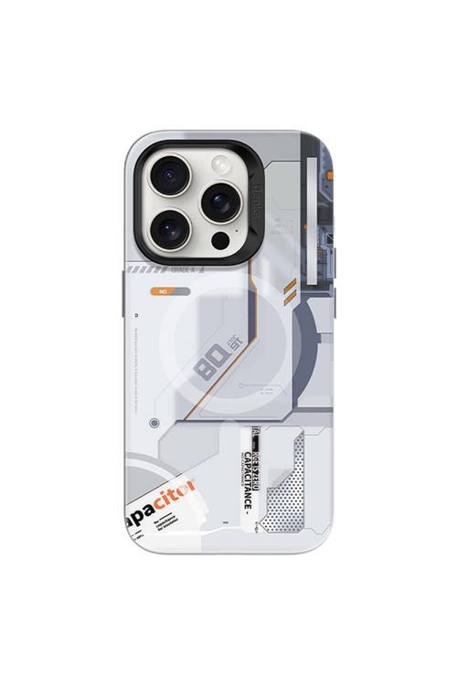 İphone 15 Pro Max Uyumlu Kılıf Magsafe Özellikli Mekanik Tasarımlı Perspective Serisi Beyaz
