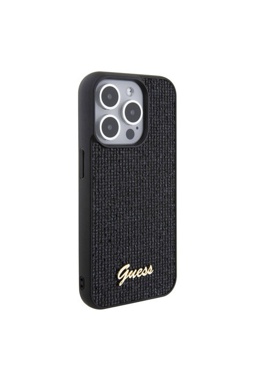 İphone 15 Pro Max Uyumlu Kılıf Lisanslı Yazı Logolu Disco Script Metal Kapak Siyah