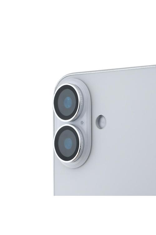 İphone 16 Plus Lisanslı Metal Kamera Lens Koruyucu Gümüş