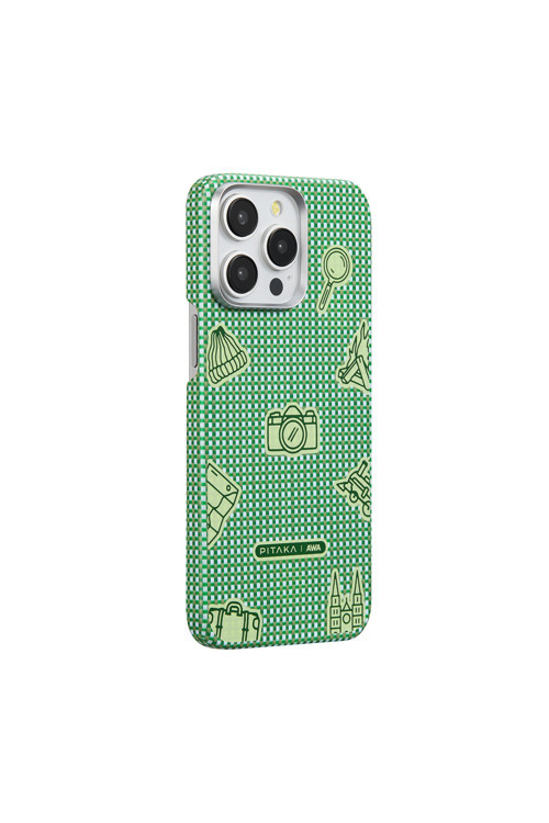 İphone 15 Pro Telefon Kılıfı Magsafe Uyumlu Awa Design 1500D Aramid Fiber Pitaka Ultra-Slim Forest
